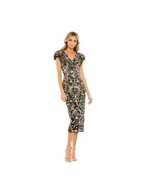 Women Mac Duggal Dress Size 14 Black Floral
